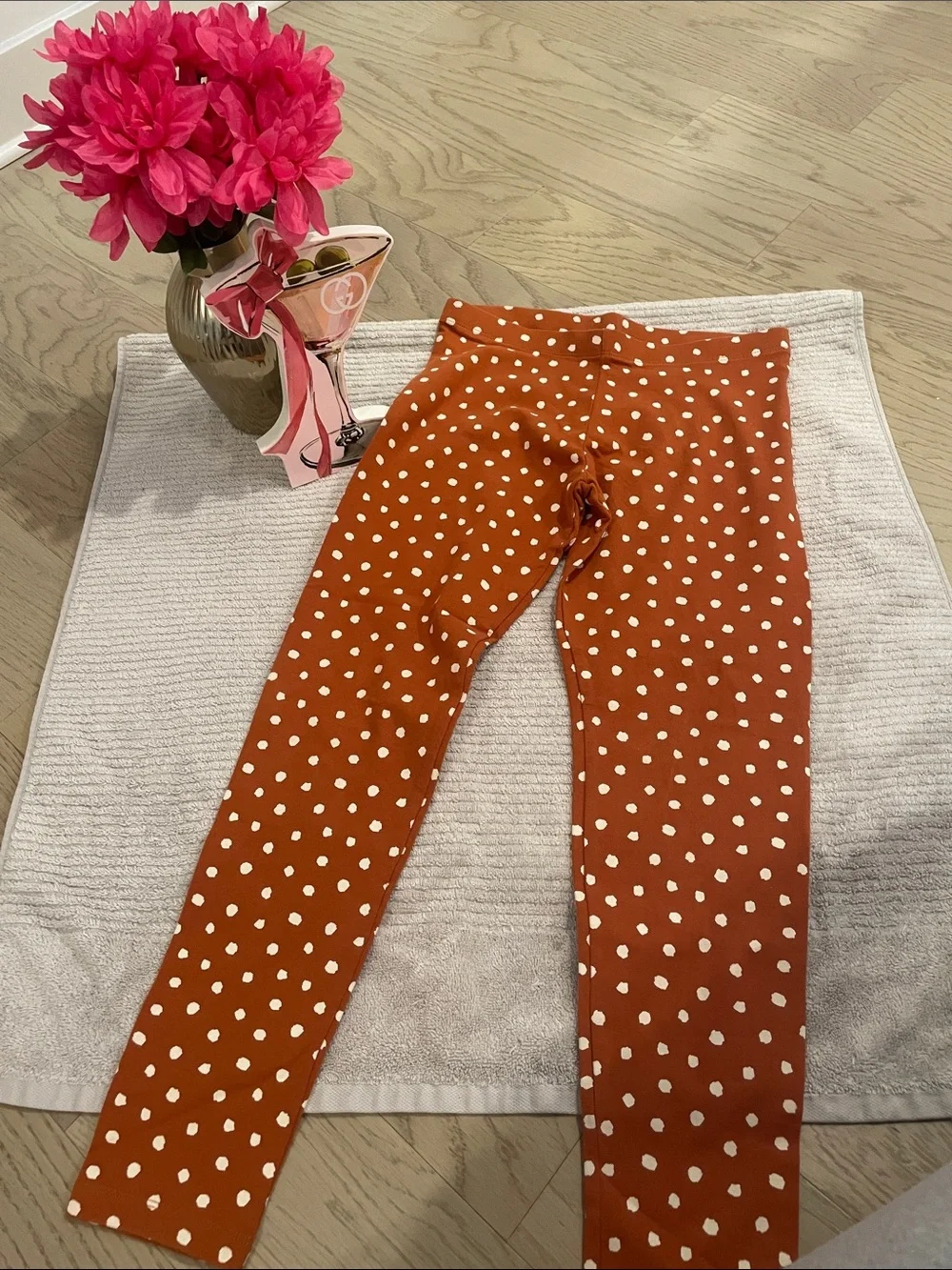 Cat & Jack Rust Orange Polka Dot Leggings